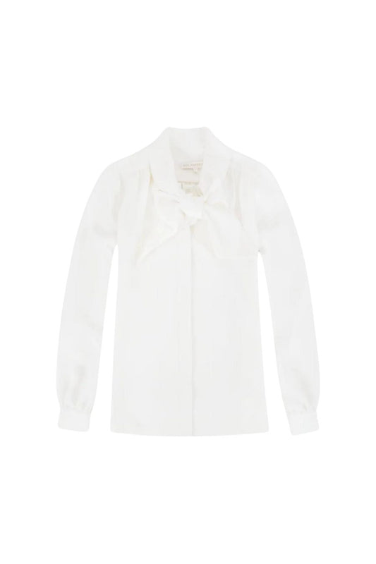 Tie Neck Blouse in White