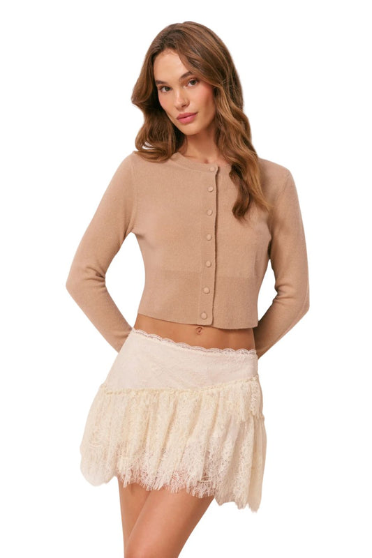 Adeanne Soft Cashmere Cardigan in Toffee
