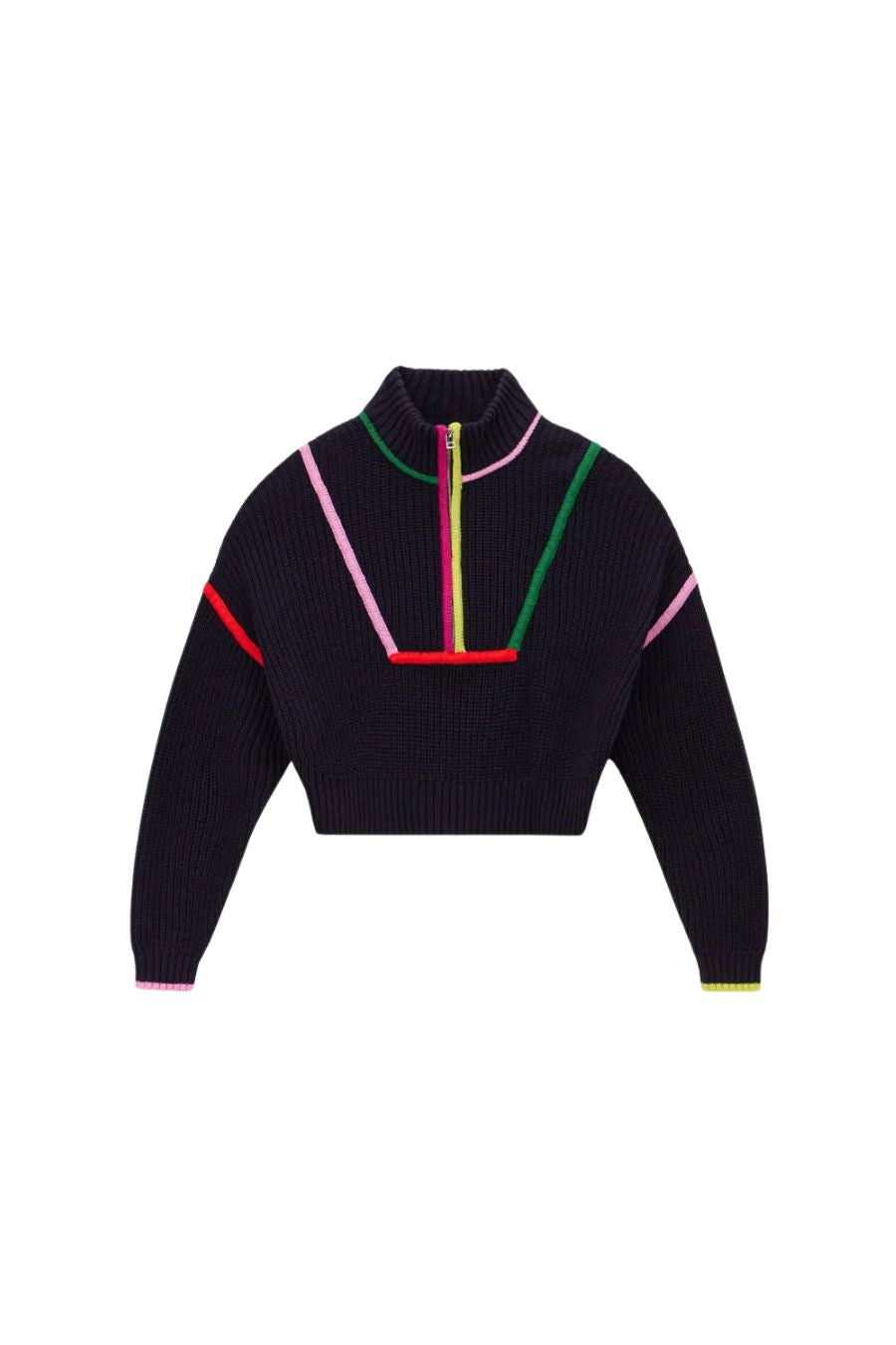 Cropped Hampton Sweater in Navy Multi