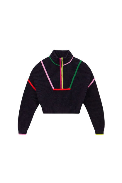 Cropped Hampton Sweater in Navy Multi