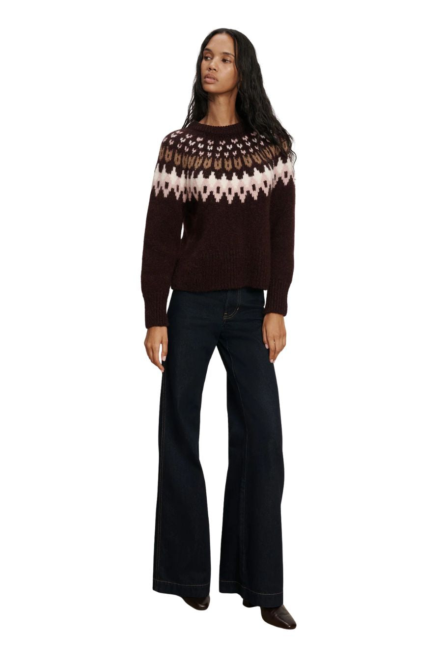 Anne Fair Isle Sweater in Raisin Multi