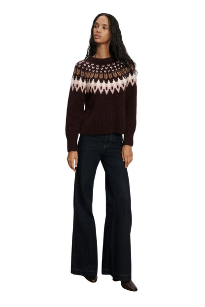 Anne Fair Isle Sweater in Raisin Multi