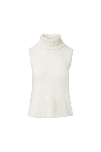 Mazzy Brushed Cashmere Sleeveless Sweater in Ivory