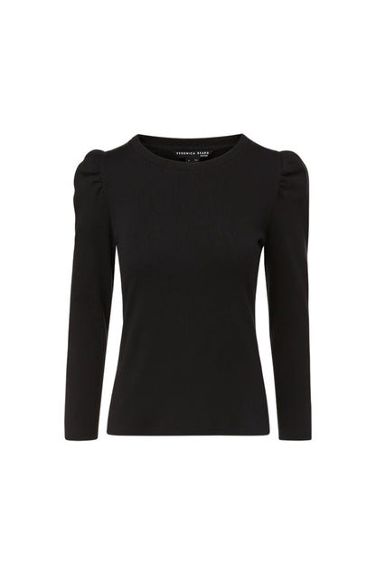 Britney Puff-Sleeved Top in Black