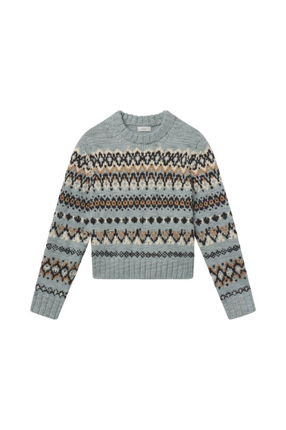Ella Fairisle Merino Sweater in Slate Blue Multi