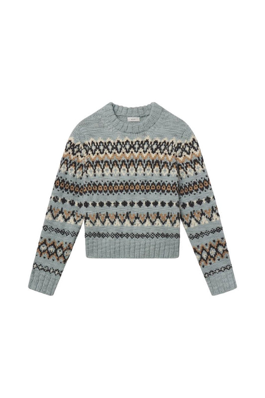 Ella Fairisle Merino Sweater in Slate Blue Multi
