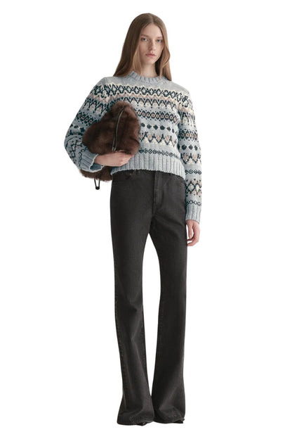 Ella Fairisle Merino Sweater in Slate Blue Multi