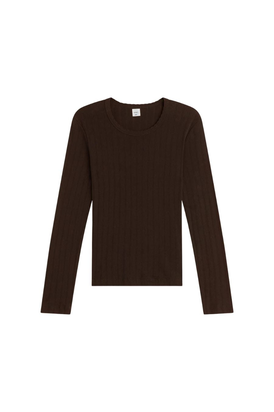 Pointelle Slim Fit Long Sleeve in Choco