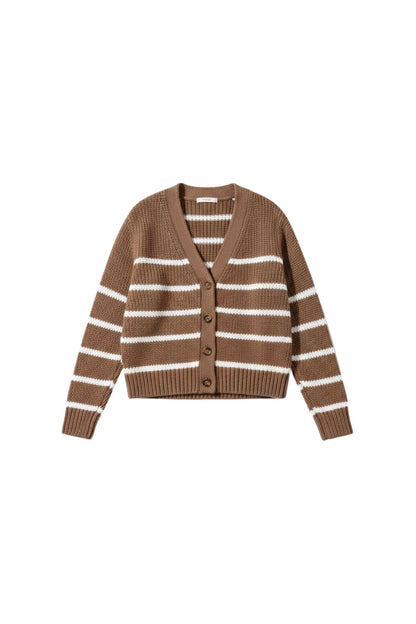 Mini Marina Cardigan in Tan/Cream