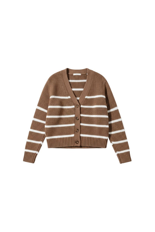 Mini Marina Cardigan in Tan/Cream