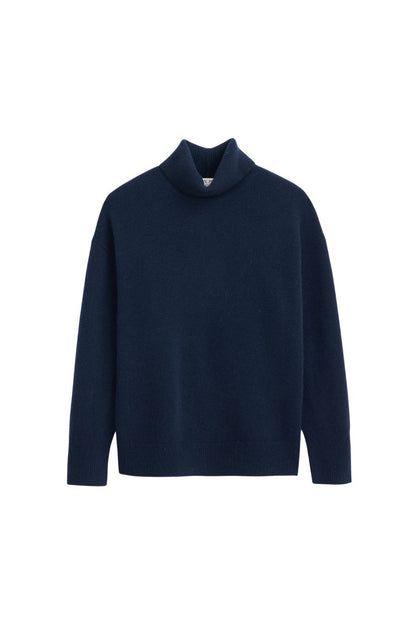 Maisie Navy Turtleneck Sweater in Cashmere