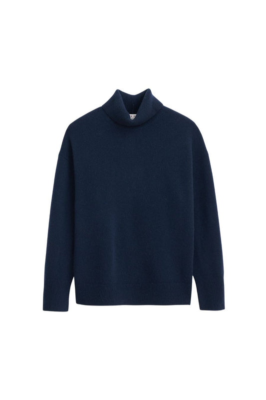 Maisie Navy Turtleneck Sweater in Cashmere