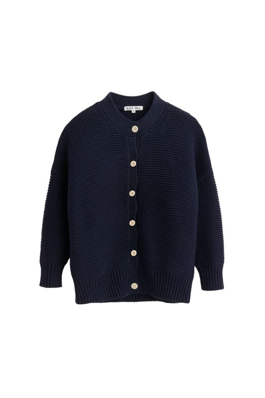 Nico Dark Navy Cardigan in Cotton