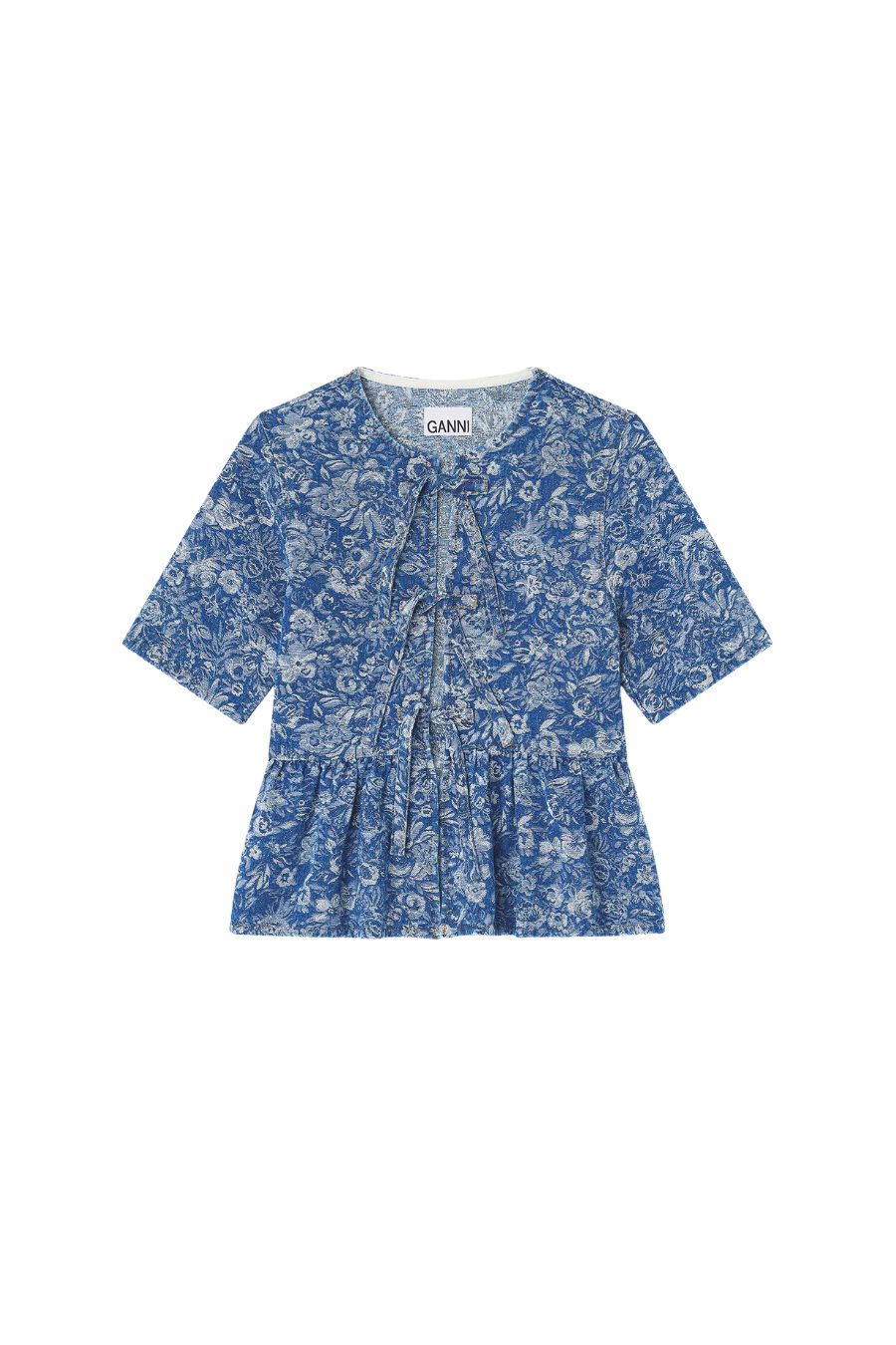 Blue Tapestry Peplum Blouse