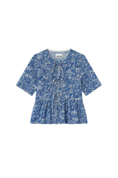 Blue Tapestry Peplum Blouse