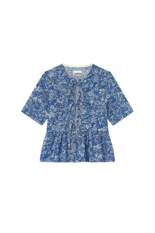 Blue Tapestry Peplum Blouse