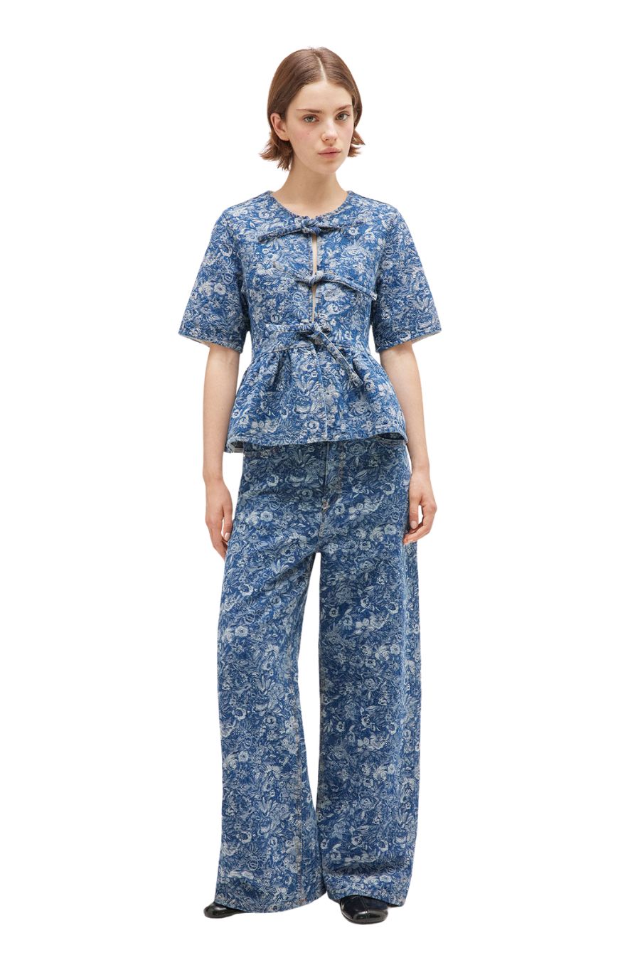 Blue Tapestry Peplum Blouse