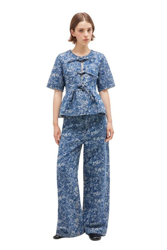 Blue Tapestry Peplum Blouse