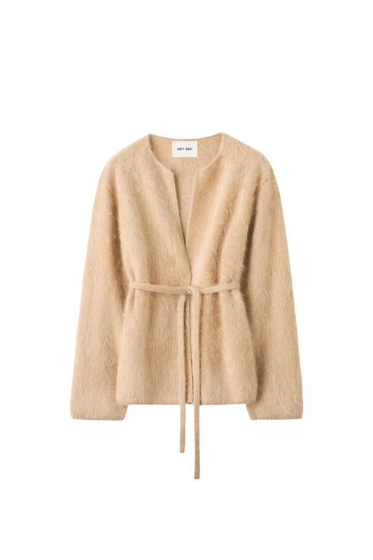 Brushed Cardigan in Camel