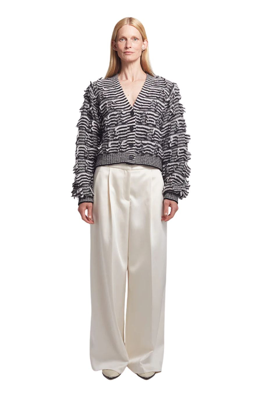 Luella Stripe Cardi in Ivory/Black Stripe