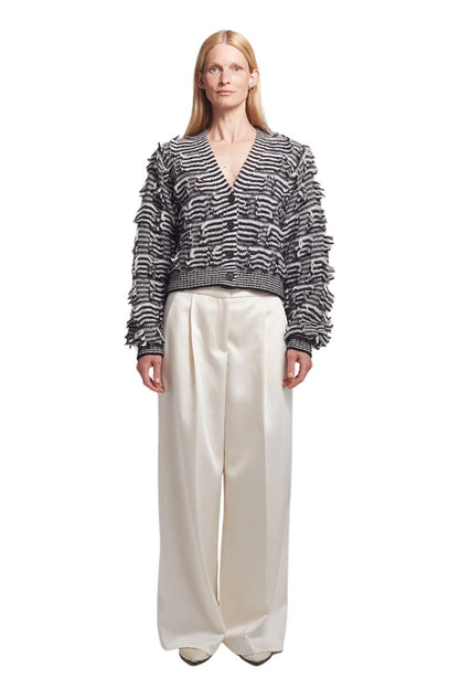 Luella Stripe Cardi in Ivory/Black Stripe
