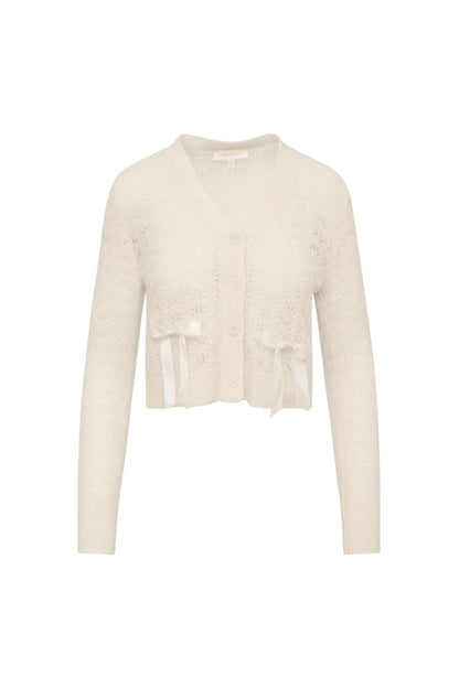 Lilly Alpaca-Blend Bow Cardigan in Frosted Candy