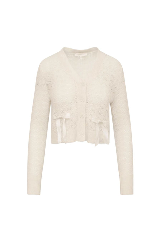 Lilly Alpaca-Blend Bow Cardigan in Frosted Candy