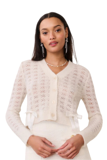 Lilly Alpaca-Blend Bow Cardigan in Frosted Candy