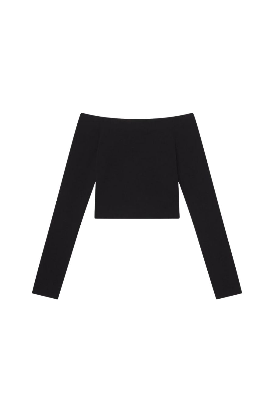 Jo Merino Off Shoulder Knit Top in Black