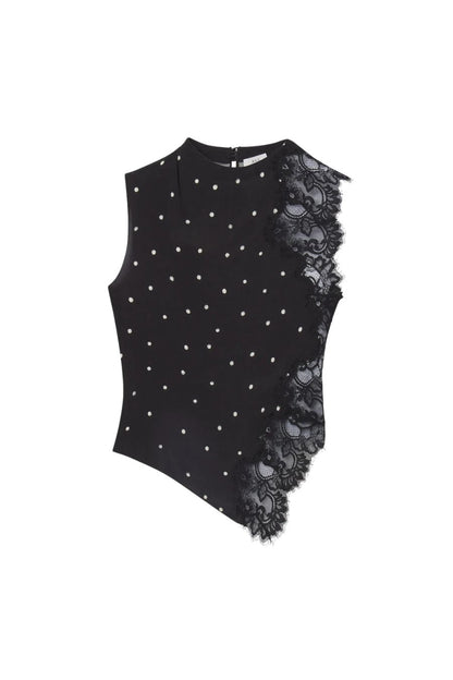 Gracie Polka Dot Crepe and Lace Top