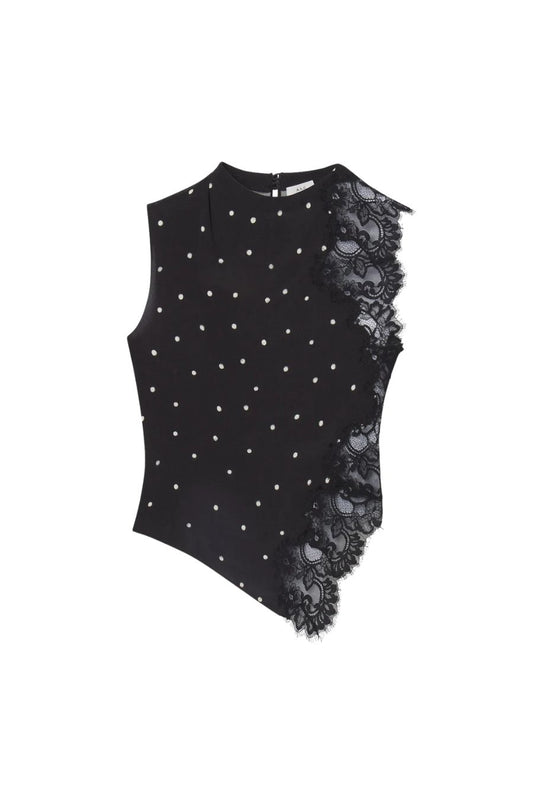 Gracie Polka Dot Crepe and Lace Top