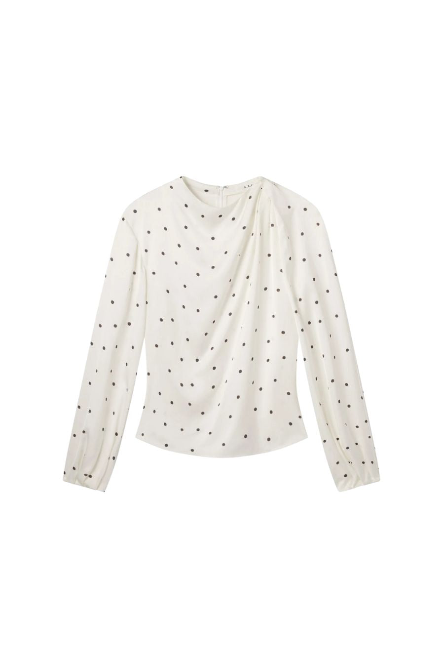 Blaire Polka Dot Satin Top in Cream/Black