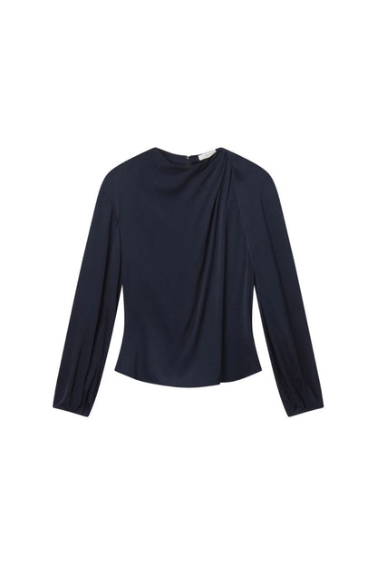 Blaire Satin Top in Dark Sapphire
