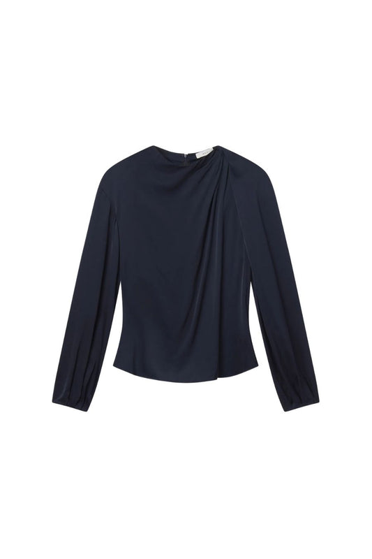 Blaire Satin Top in Dark Sapphire