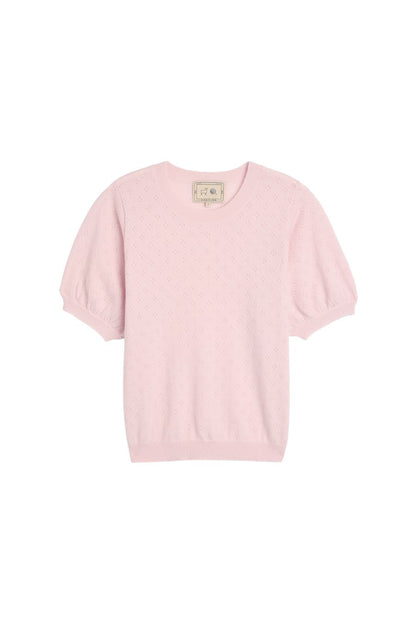 Isabel Pointelle Cashmere Top in Petal