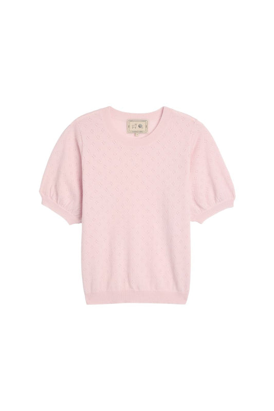 Isabel Pointelle Cashmere Top in Petal