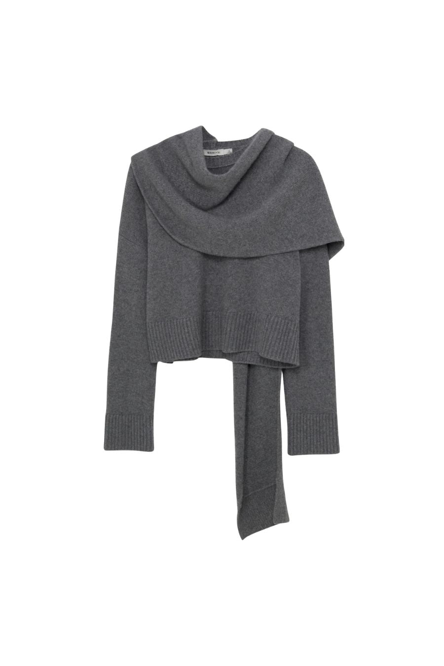 Elson Wool Cashmere Scarf Sweater in Heather Grey