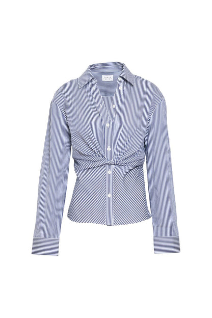 Long Sleeve Oakley Top in Blue/Optic White