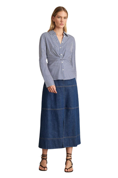 Long Sleeve Oakley Top in Blue/Optic White