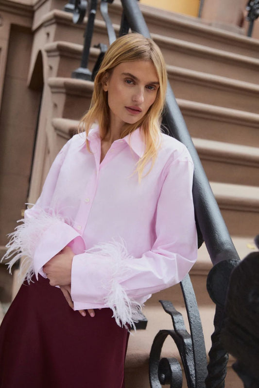 Largaux Feather Top in Baby Pink