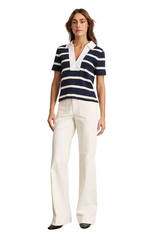 Melanie Top in Martim Blue/Cream Wide Stripe