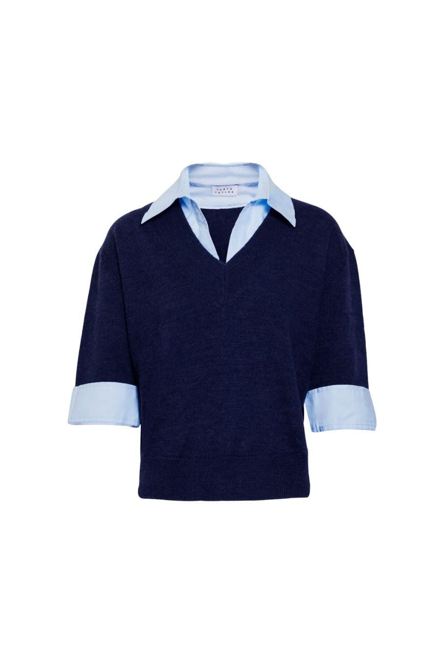 Esme Sweater Top in Maritime Blue Melange/Oxford