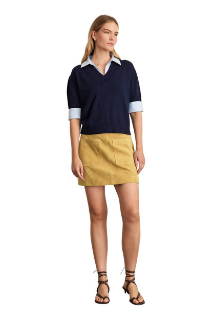 Esme Sweater Top in Maritime Blue Melange/Oxford