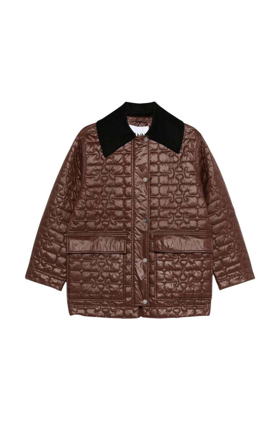 Shiny Quilt Midi Jacket in Chicory Coffee