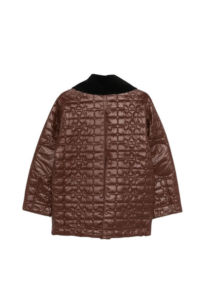 Shiny Quilt Midi Jacket in Chicory Coffee