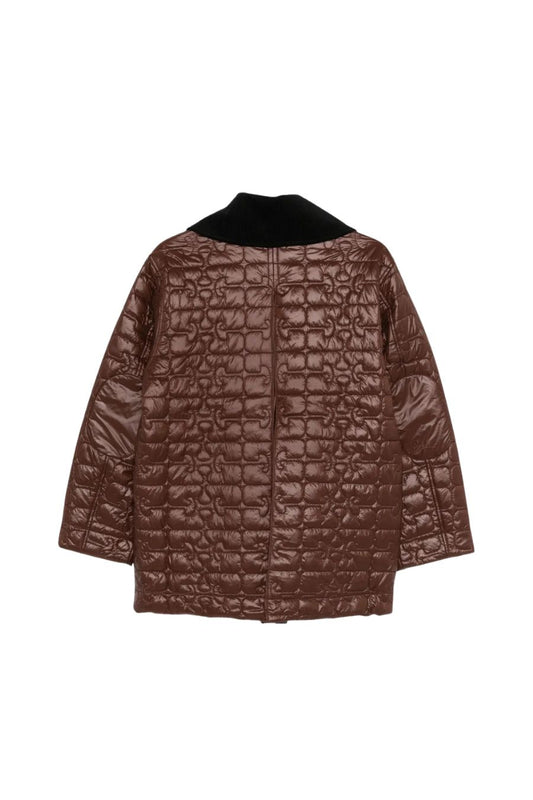 Shiny Quilt Midi Jacket in Chicory Coffee