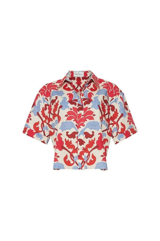 Calvia Shirt in Fleur Crest Ivory