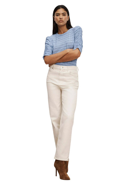 Waldorf Ruched-Sleeve T-Shirt in Ice Blue Multi