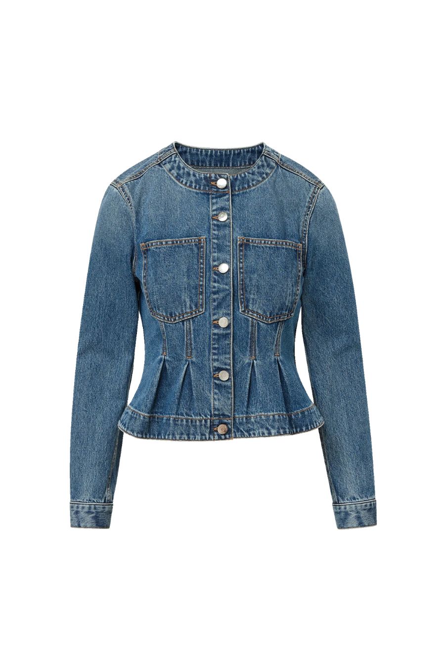 Zahara Peplum Denim Jacket in Time Warp