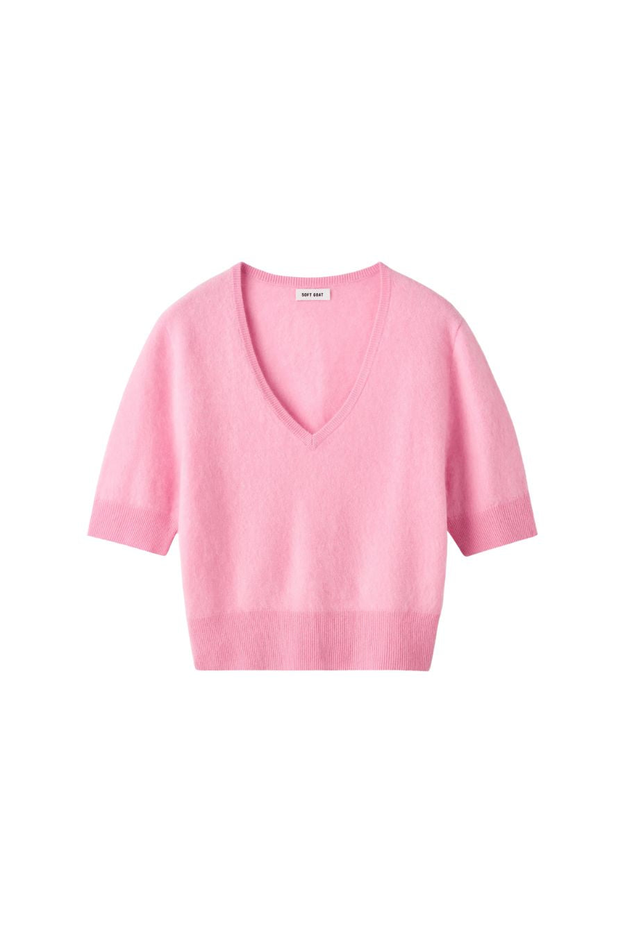 Brushed V-Neck T-Shirt in Pink